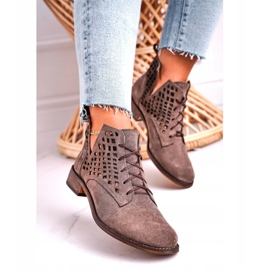 Nicole Botas Susannah de ante marrón calado para mujer 3