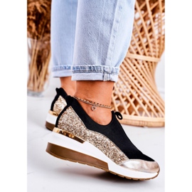 Nicole Zapatillas de Mujer en Piel con Cuña Negro Dorado Frances 3