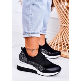Nicole Zapatillas de Mujer en Piel con Cuña Negro Plata Frances 3