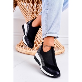 Nicole Zapatillas de Mujer en Piel con Cuña Negro Plata Frances 4