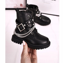 Botas para niños con cadena aislada con piel Black Dolly negro 1