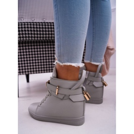 Zapatillas De Mujer Con Cuña Dorado Candado Gris Tersey 3