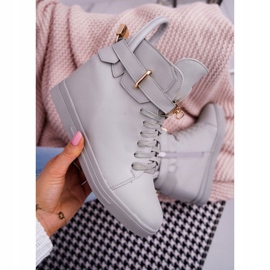 Zapatillas De Mujer Con Cuña Dorado Candado Gris Tersey 5