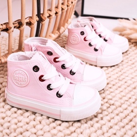 Zapatillas altas para niños con cremallera Big Star HH374191 Rosa rosado rosado 4