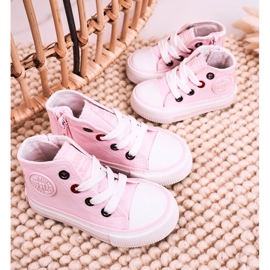 Zapatillas altas para niños con cremallera Big Star HH374191 Rosa rosado rosado 5