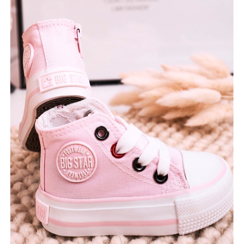 Zapatillas altas para niños con cremallera Big Star HH374191 Rosa 1