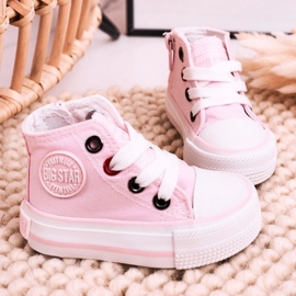Zapatillas altas para niños con cremallera Big Star HH374191 Rosa rosado rosado 8