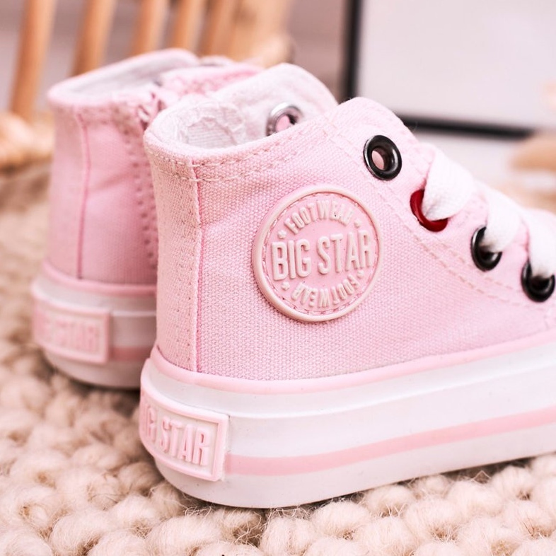 Zapatillas altas para niños con cremallera Big Star HH374191 Rosa rosado rosado 2