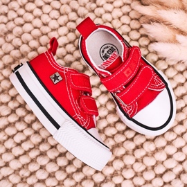 Zapatillas bajas para niños con velcro Big Star HH374202 Rojo 3