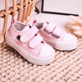 Zapatillas bajas para niños con velcro Big Star HH374203 Rosa rosado 5