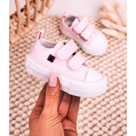 Zapatillas bajas para niños con velcro Big Star HH374203 Rosa rosado 7