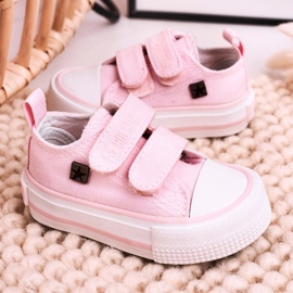 Zapatillas bajas para niños con velcro Big Star HH374203 Rosa rosado 8