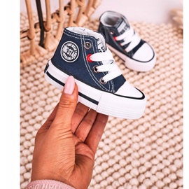 Zapatillas altas para niños con cremallera Big Star HH374085 Azul marino negro 6