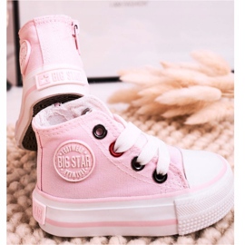 Zapatillas altas para niños con cremallera Big Star HH374087 Rosa rosado 2