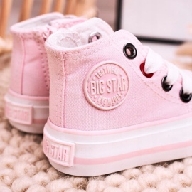 Zapatillas altas para niños con cremallera Big Star HH374087 Rosa rosado 3