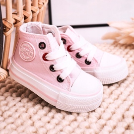 Zapatillas altas para niños con cremallera Big Star HH374087 Rosa rosado 7