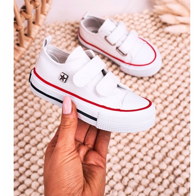 Zapatillas bajas para niños con velcro Big Star HH374095 Blanco 2
