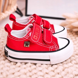 Zapatillas bajas para niños con velcro Big Star HH374098 Rojo 10