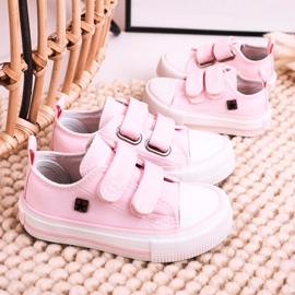 Zapatillas bajas para niños con velcro Big Star HH374099 Rosa rosado 3