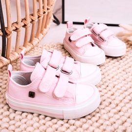 Zapatillas bajas para niños con velcro Big Star HH374099 Rosa rosado 4