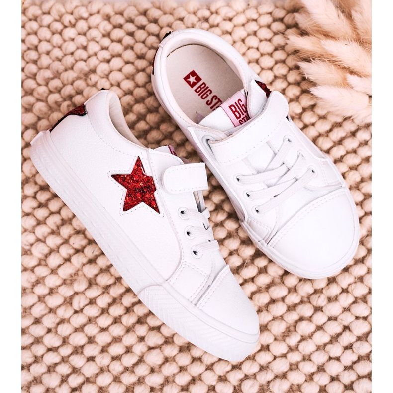 Zapatillas de cuero para niños con una estrella Big Star DD374102 Blanco 2