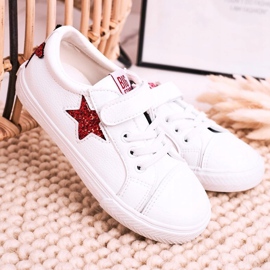 Zapatillas de cuero para niños con una estrella Big Star DD374102 Blanco 4
