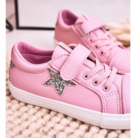 Zapatillas de cuero para niños con una estrella Big Star DD374104 Rosa ['rosado'] rosado 2