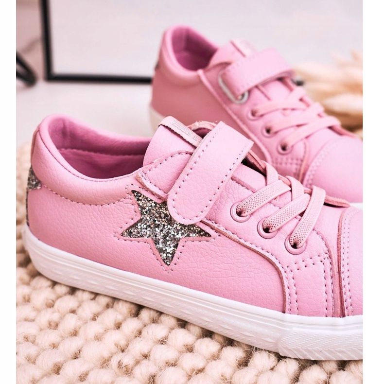 Zapatillas de cuero para niños con una estrella Big Star DD374104 Rosa ['rosado'] rosado 2