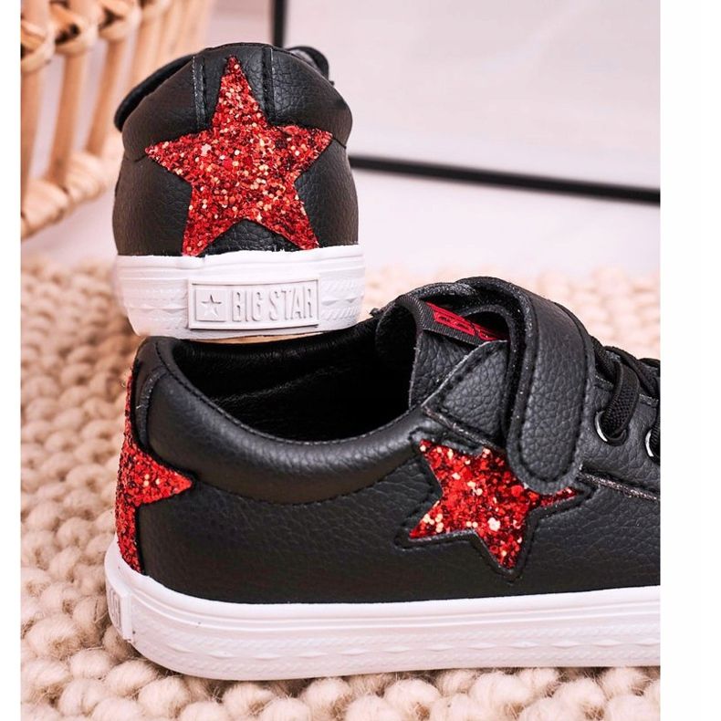 Zapatillas de cuero para niños con una estrella Big Star DD374105 Negro 2