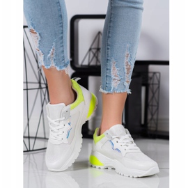 SHELOVET Zapatillas con inserciones amarillas blanco 1 SHELOVET Zapatillas con inserciones amarillas blanco 1