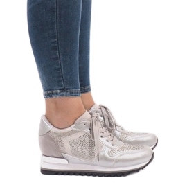 Zapatillas plateadas en la cuña G-125 plata 1