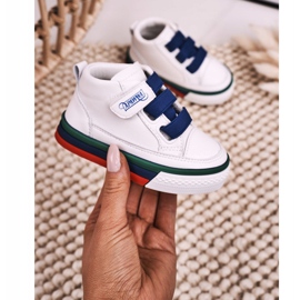 Apawwa Zapatillas altas para niños en blanco y azul marino Baxter ['blanco', 'azul marino'] 8