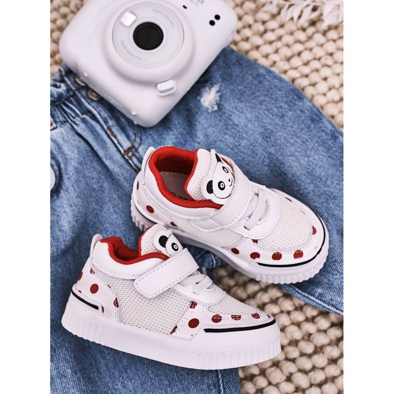 Apawwa Zapatillas Deportivas Infantiles Con Panda Rojo y Blanco Chico 1