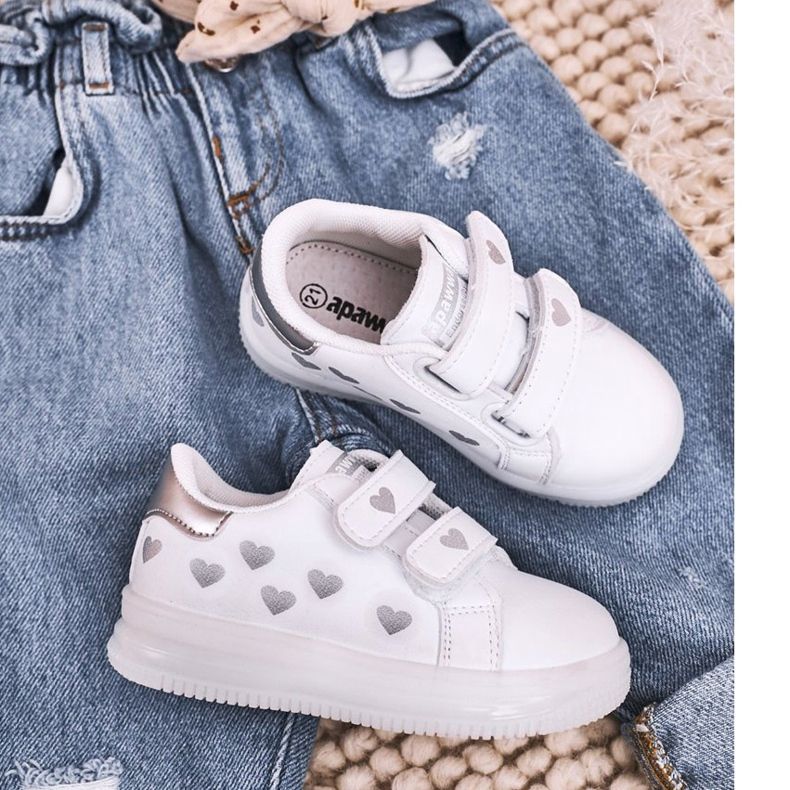 Apawwa Zapatilla Deportiva Infantil Con Suela Luminosa Led Boomer Blanco-Plata 1