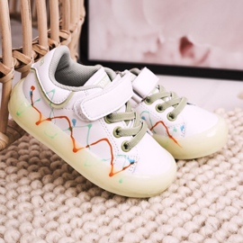 Apawwa Zapatilla Deportiva Infantil Con Suela Iluminada Led Blanco-Verde Disco 6