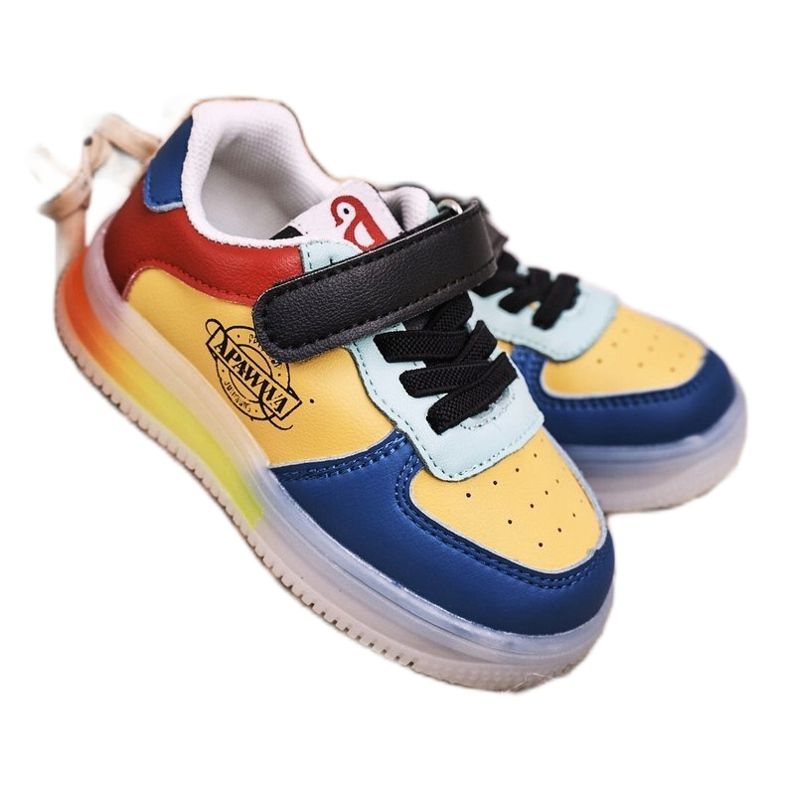 Apawwa Calzado deportivo para niños con scooter multicolor con suela ligera LED azul amarillo 1