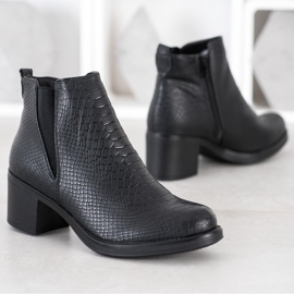 Sweet Shoes Botines con estampado de serpiente negro 3