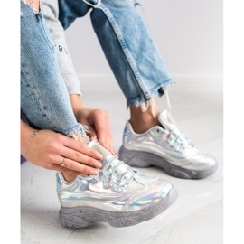 Ideal Shoes Zapatillas Con Efecto Holo plata 1