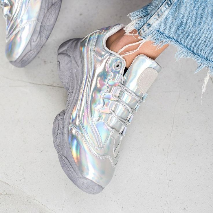 Ideal Shoes Zapatillas Con Efecto Holo plata 2