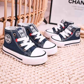 Zapatillas altas para niños con cremallera Big Star HH374085 Azul marino negro 3