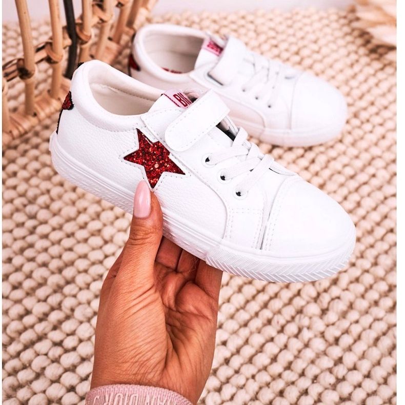 Zapatillas de cuero para niños con una estrella Big Star DD374102 Blanco 1