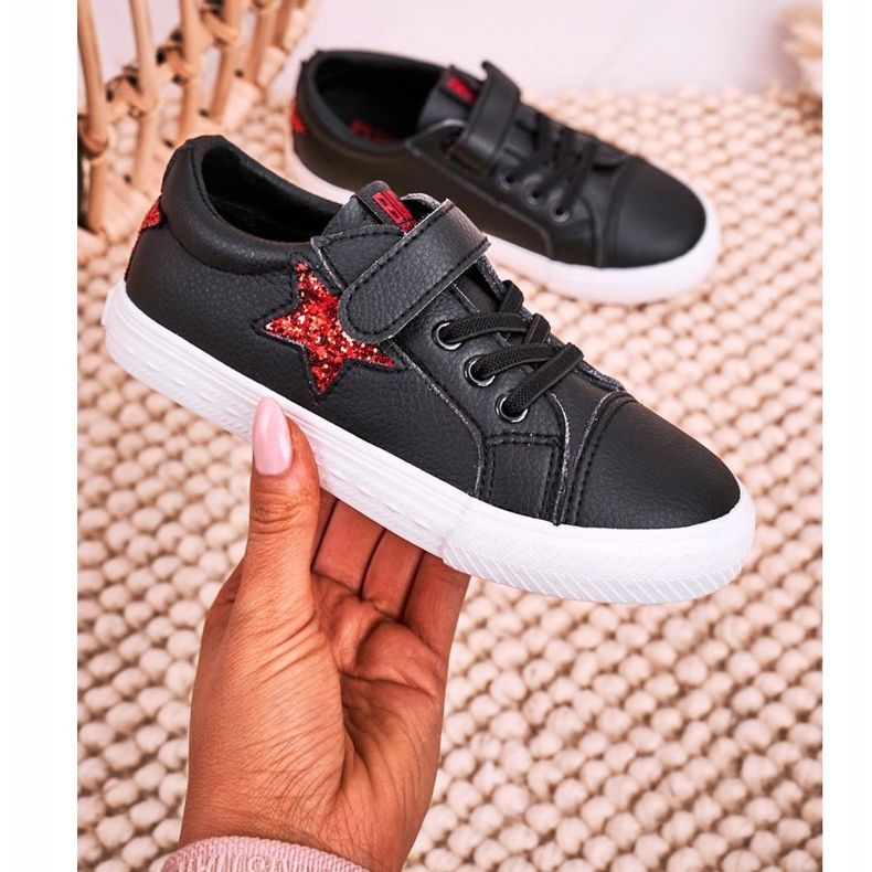 Zapatillas de cuero para niños con una estrella Big Star DD374105 Negro 1