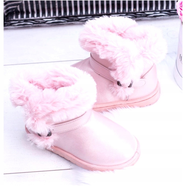 BUGO Botas de nieve cálidas para niños con jellyBeans rosas de piel rosado 3