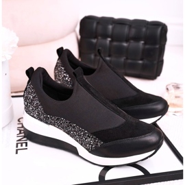 Nicole Zapatillas de Mujer en Piel con Cuña Negro Plata Frances 8