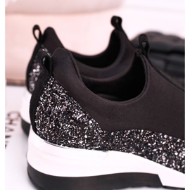 Nicole Zapatillas de Mujer en Piel con Cuña Negro Plata Frances 6