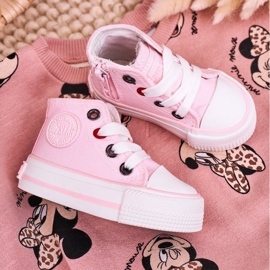 Zapatillas altas para niños con cremallera Big Star HH374191 Rosa rosado rosado 9