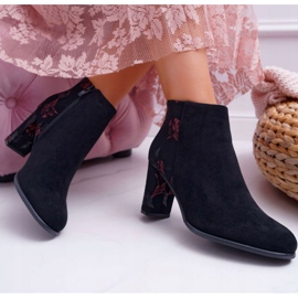 Botas De Mujer Con Tacón Alto Sergio Leone Con Flores Rosas Folk Negro Eros2 2