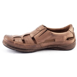 ŁUKPOL Zapatos de hombre calados 978 para verano marrón 4