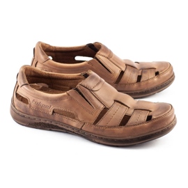 ŁUKPOL Zapatos de hombre calados 978 para verano marrón 5
