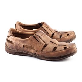 ŁUKPOL Zapatos de hombre calados 978 para verano marrón 6